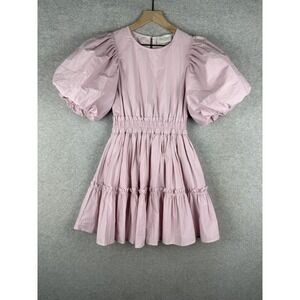 Luminary Dress‎ Womens Small Pink Puff Sleeve Tiered Cottage Boho Garden Wedding